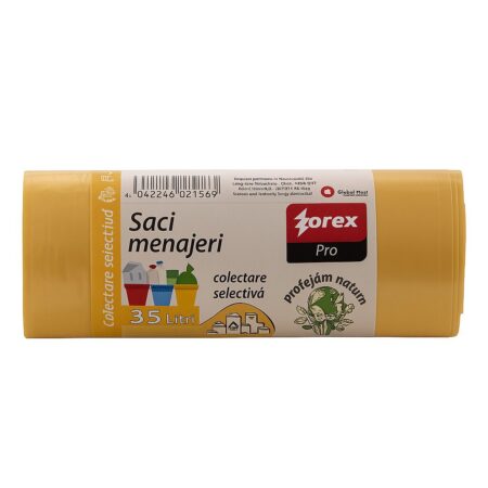 Zorex saci galbeni 35L LDPE 15buc/rola