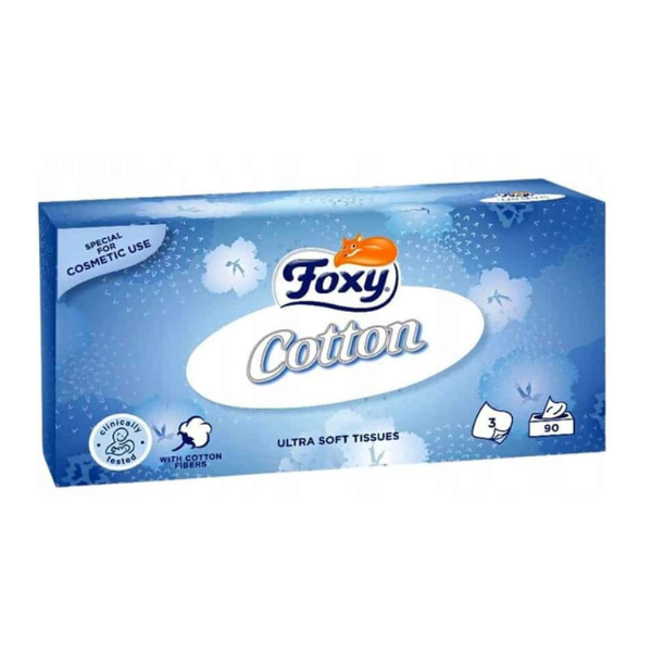 Foxy servetele pentru fata si maini Cotton 3ply 90buc