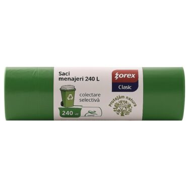 Zorex saci de gunoi verde, 240L, 10 buc/rola