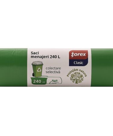 Zorex saci de gunoi verde, 240L, 10 buc/rola