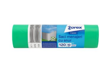 Zorex saci menajeri verzi snur 120l 10buc/rola