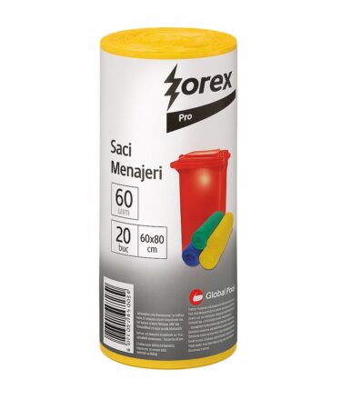Zorex saci galbeni 60L 60X80cm 20buc/rola